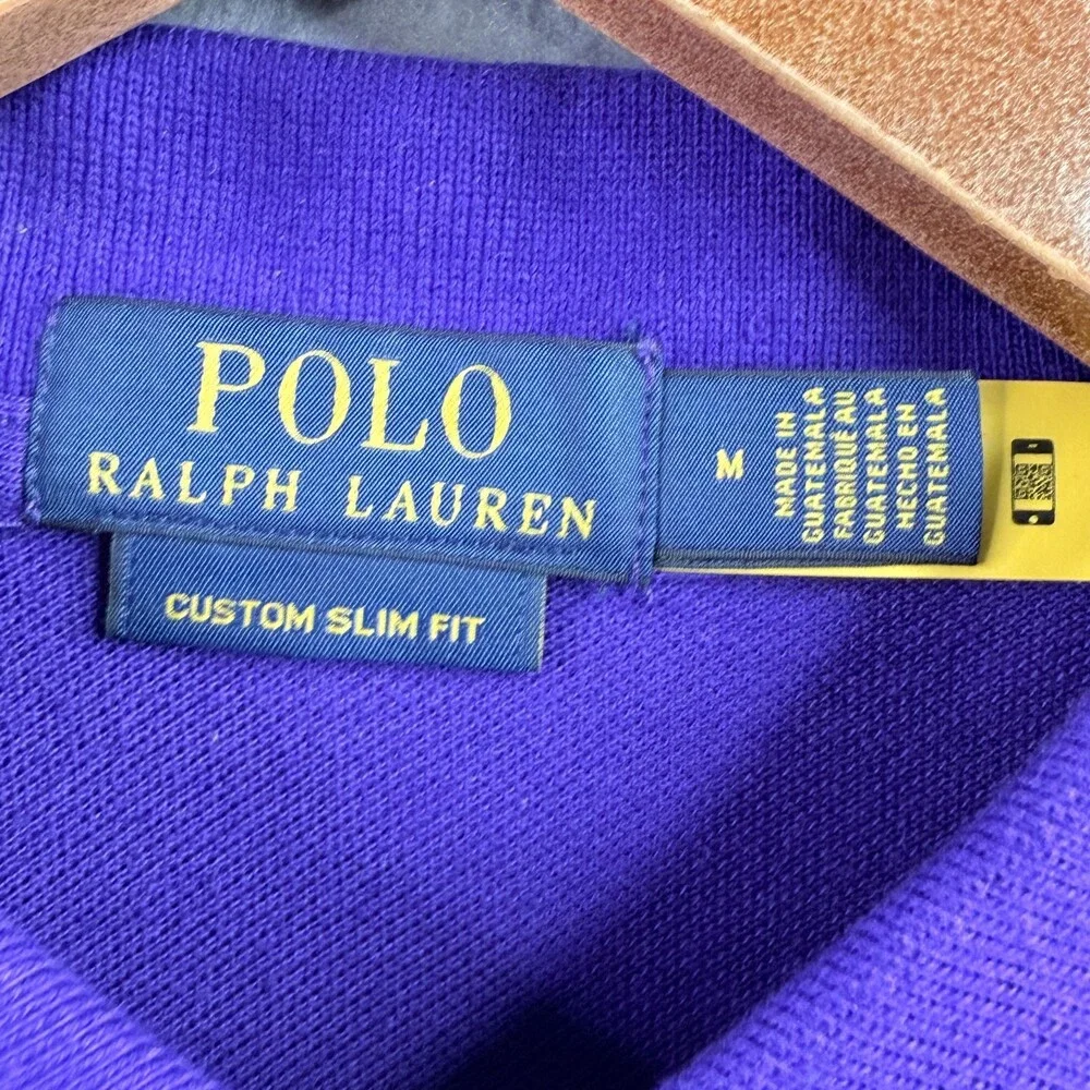 Polo Ralph Lauren Polo Shirt Mens Medium Custom Slim Fit Purple Short Sleeve NWT